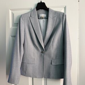 Calvin Klein Gray and White Sear-sucker Blazer with Single Button